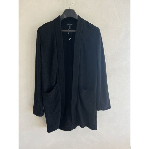 Eileen Fisher Sweaters - Eileen Fisher Womens Small S Black Textured Long Sleeve Open Shirt Cardigan Top